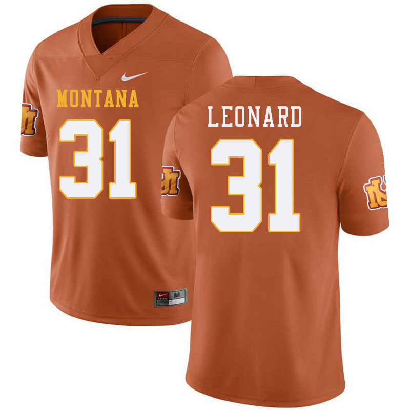 Montana Grizzlies #31 Geno Leonard College Football Jerseys Stitched Sale-Throwback